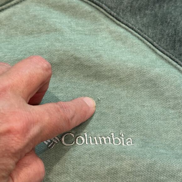 Columbia Hoodie Mens Medium Green Pullover Two Tone Kangaroo Pocket Sweatshirt - Picture 9 of 11